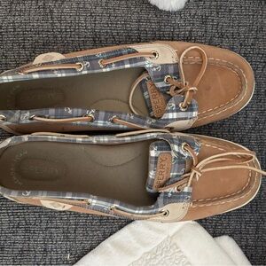 Sperry Women's Brown and Blue Plaid Loafers